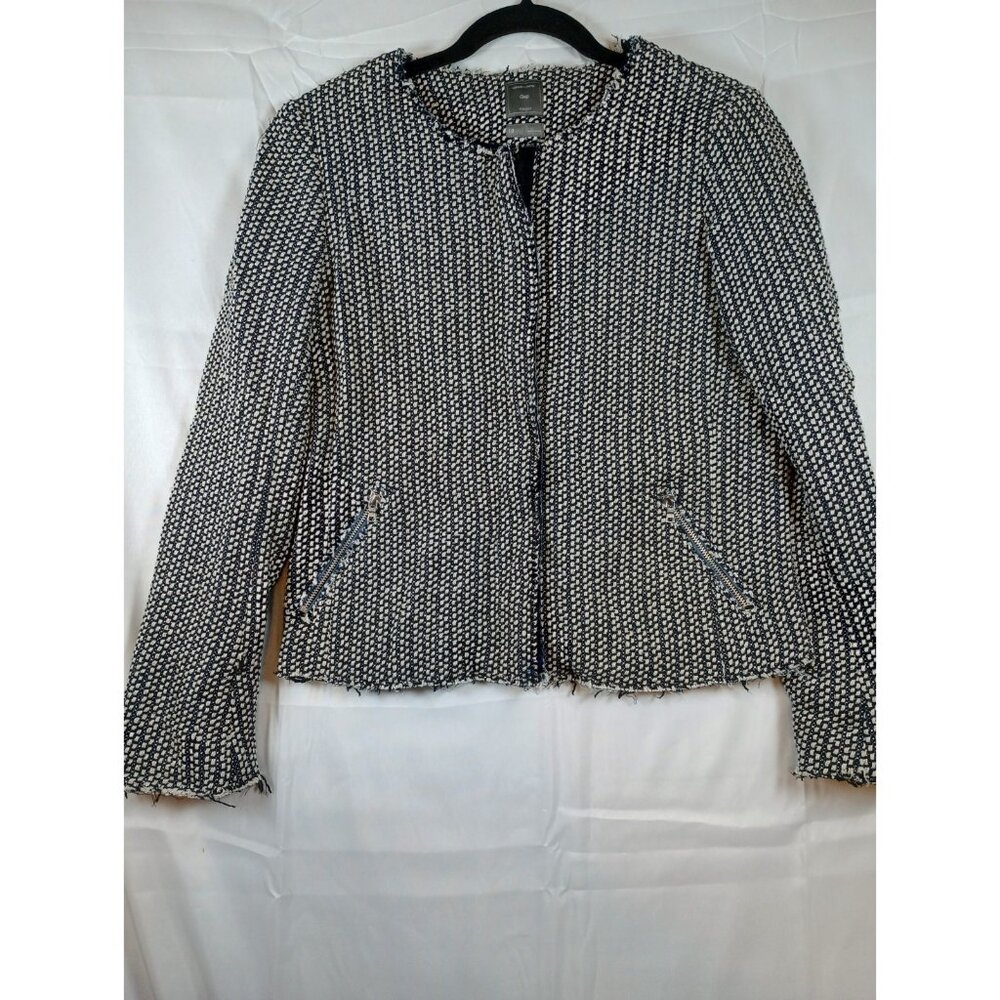 Gap Full Zip Jacket Womens Size 10 Black & Gray Heavy Weave Pattern